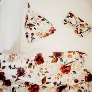 Matching Robe and Swaddle Set- Robe, Swaddle, Hat & Bow- Peony